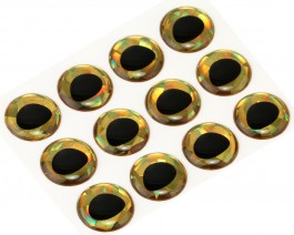 3D Epoxy Fish Eyes, Holographic Gold, 15 mm